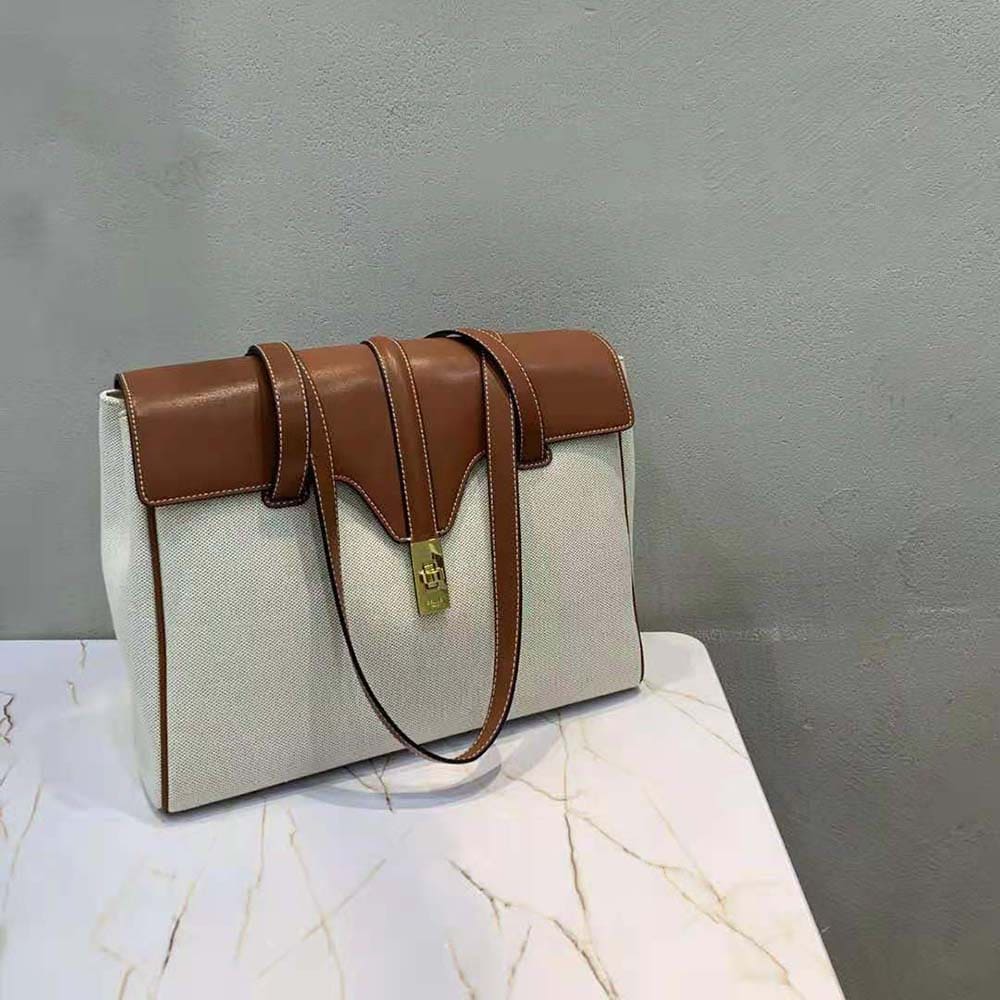 TÚI Celine Women Medium Soft 16 Bag in Textile and Calfskin