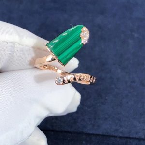 Nhẫn BVLGARI Gelati kim cương Malachite vàng hồng 18K