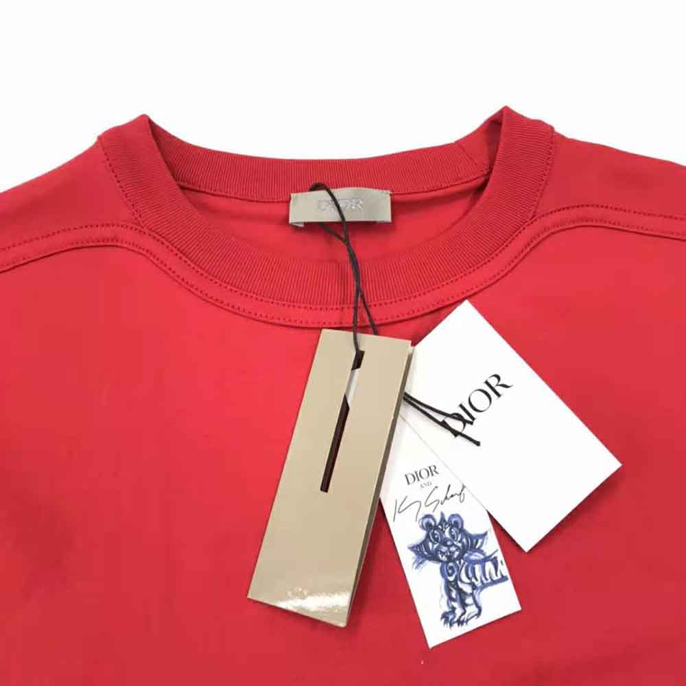 ÁO Dior and Kenny Scharf T-shirt Relaxed Fit Red Cotton Jersey