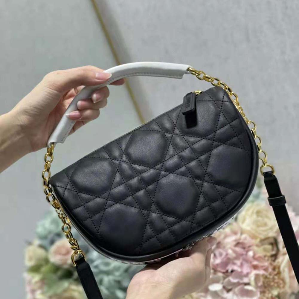 TÚI Dior Women Medium Dior Vibe Hobo Bag Black Cannage Lambskin