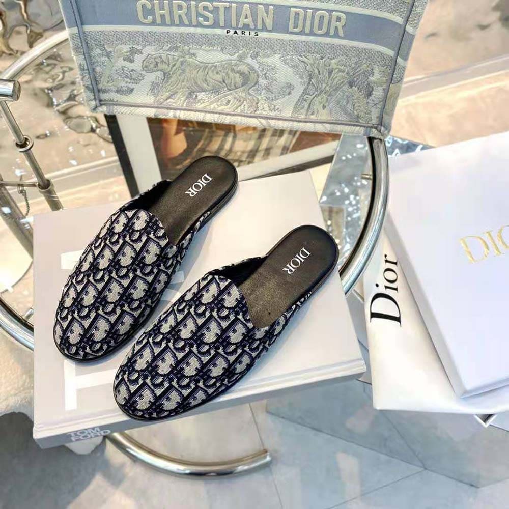 GIÀY DIOR Indior Mule Beige and Black Dior Oblique Jacquard