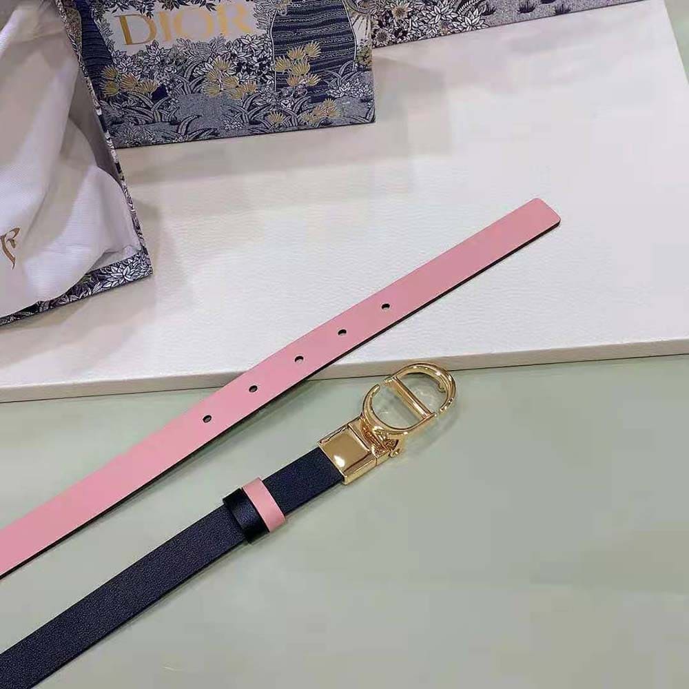 DÂY LƯNG Dior Women 30 Montaigne Reversible Belt Black and Ethereal Pink Smooth Calfskin 20 MM