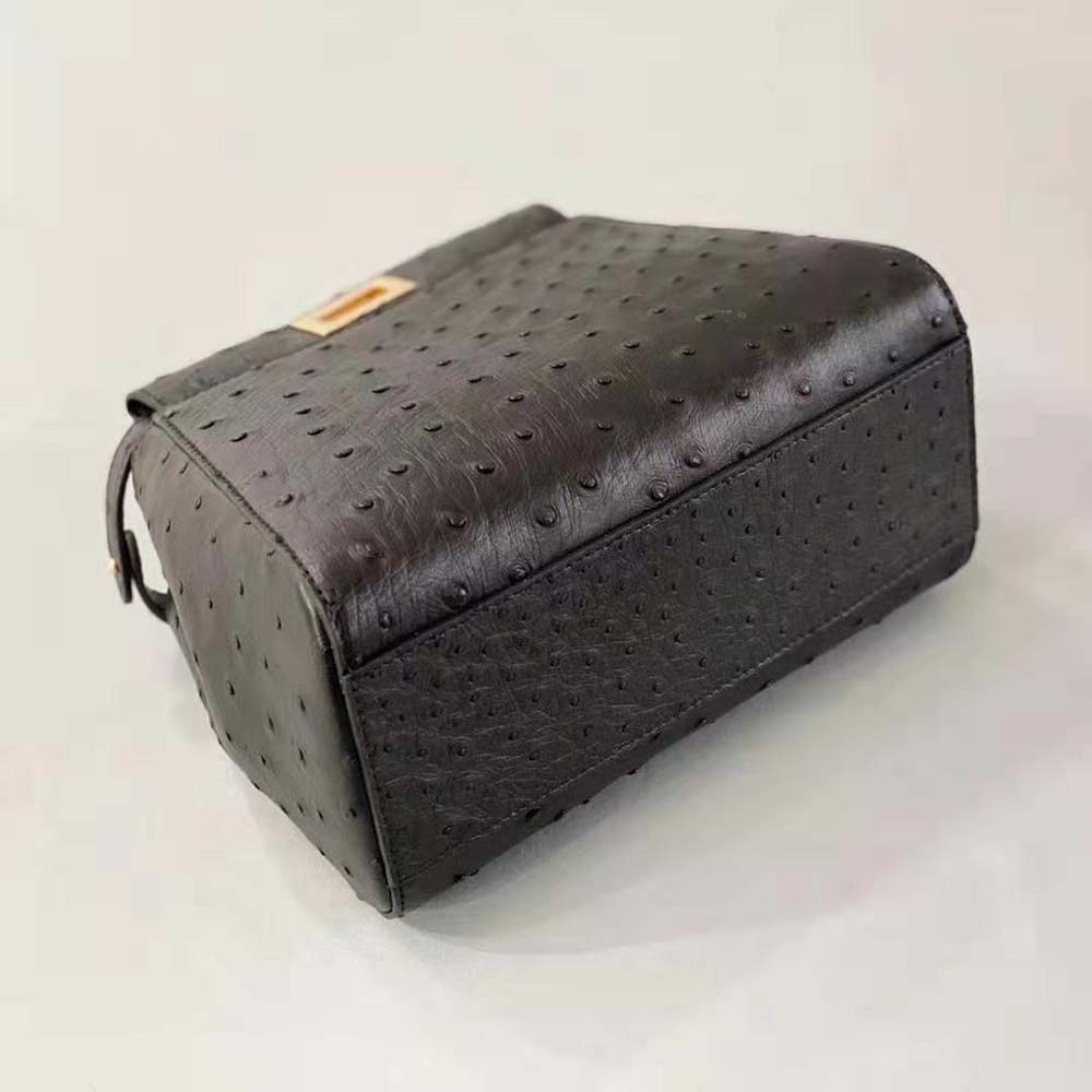 TÚI Fendi Women Peekaboo Iconic Mini Gray Ostrich Leather Bag