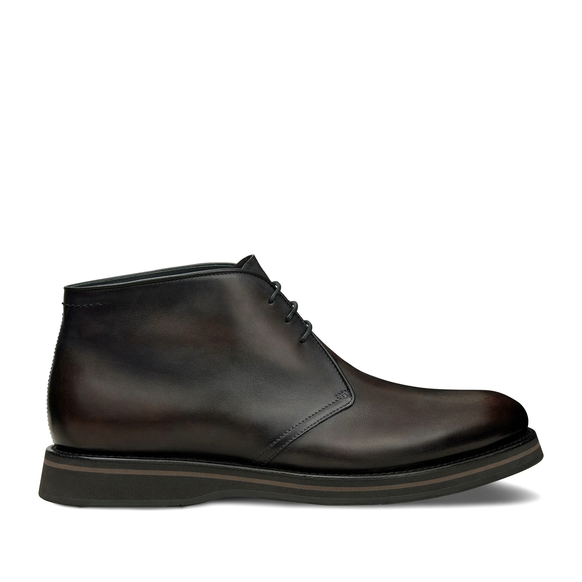 GIÀY BERLUTI Alessio Leather Boot Charcoal Brown