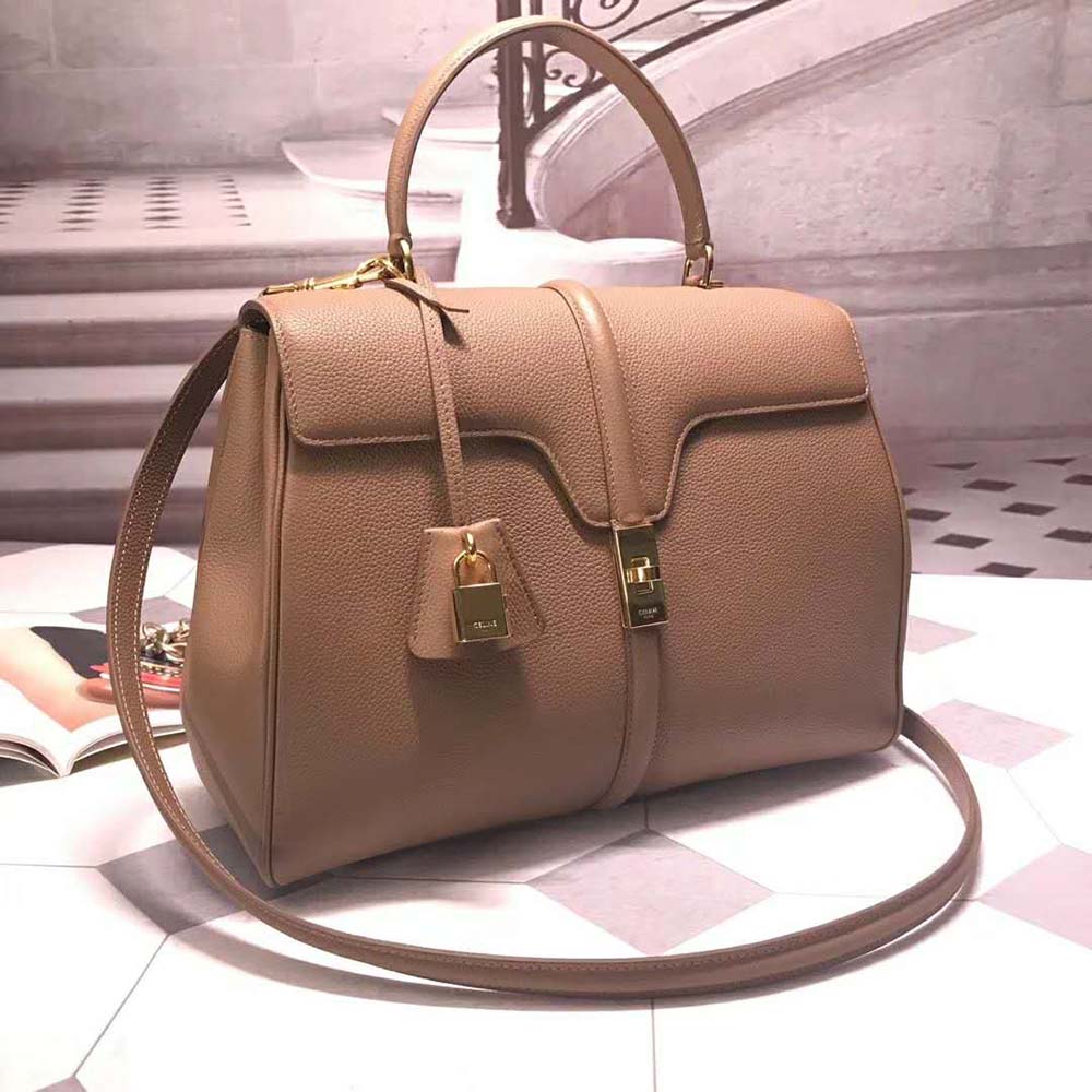 TÚI Celine Women Medium16 Bag in Grained Calfskin-Brown