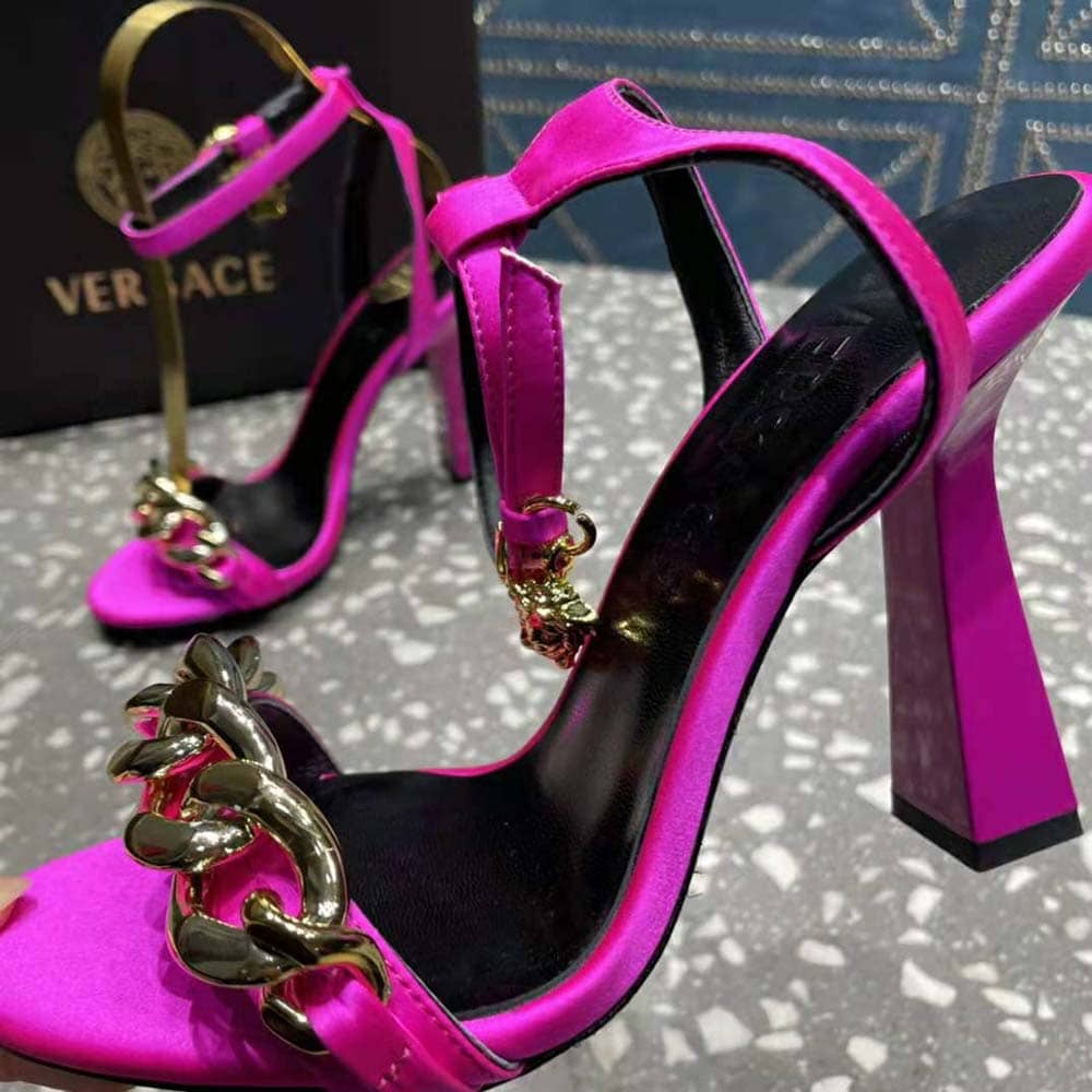GIÀY Versace Women Medusa Chain High Heel Sandals-Rose