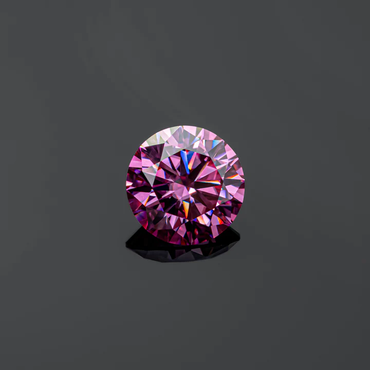 KIM CƯƠNG Round Hearts and Arrows Cut Coated Pink Loose Moissanite Stone
