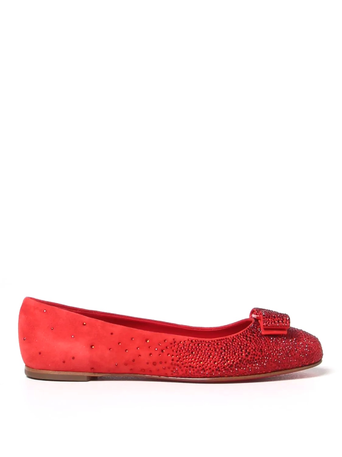 GIÀY SALVATORE FERRAGAMO Red flats suede shoes