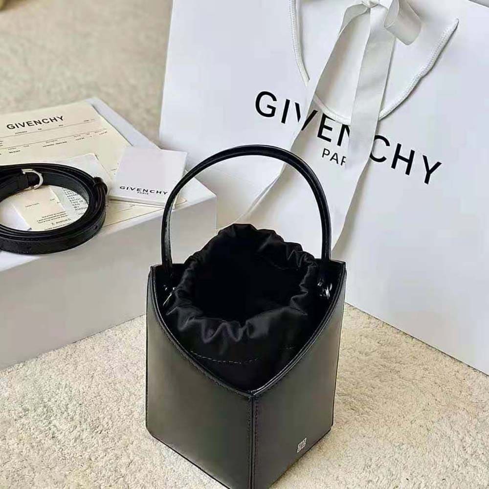 TÚI Givenchy Women Mini Cut Out Bucket Bag in Box Leather-Black