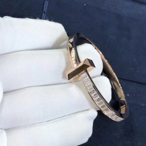 Vòng tay Tiffany & Co Tiffany T1 Baguette Diamonds vàng hồng 18K