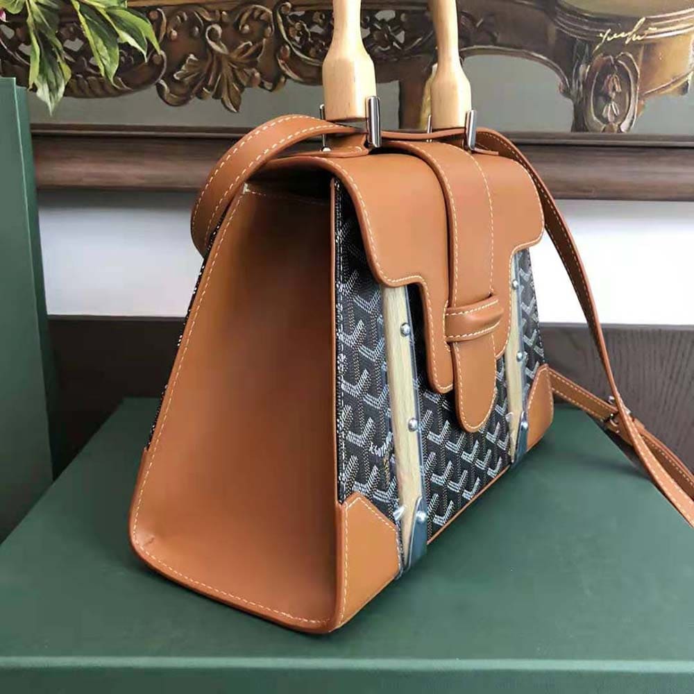 TÚI Goyard Women Sac Saïgon PM in Toile Goyardine & Clamecy Calfskin-Brown