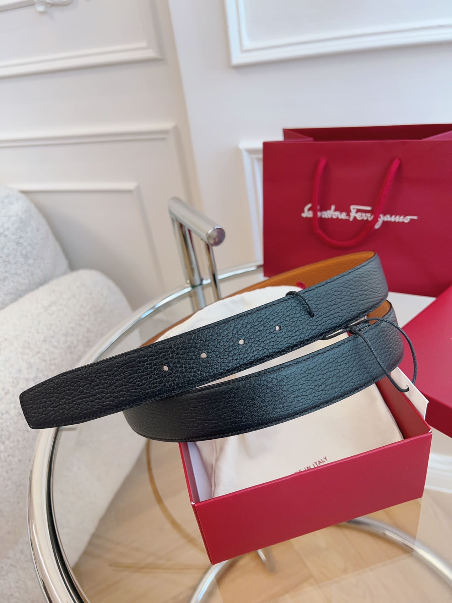 DÂY LƯNG Salvatore Ferragamo Adjustable Gancini Belt Khóa bạc