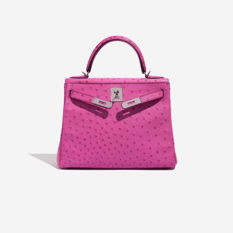 TÚI Hermès Kelly 28 Ostrich Fuchsia Silver Buckle khóa trắng da đà điểu