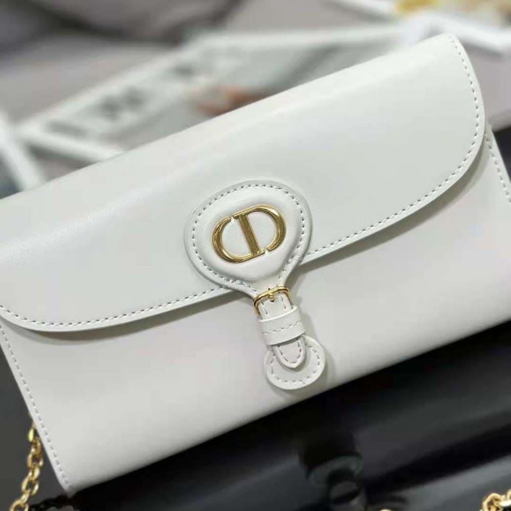 TÚI Dior Women Bobby East-west Pouch with Chain Latte Smooth Calfskin
