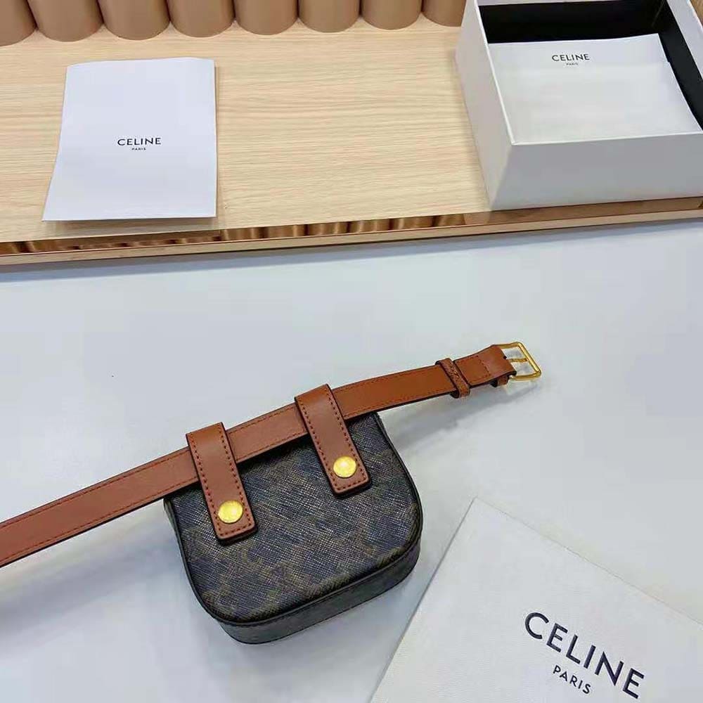 TÚI Celine Women Belt Bag Triomphe Belt in Triomphe Canvas and Calfskin