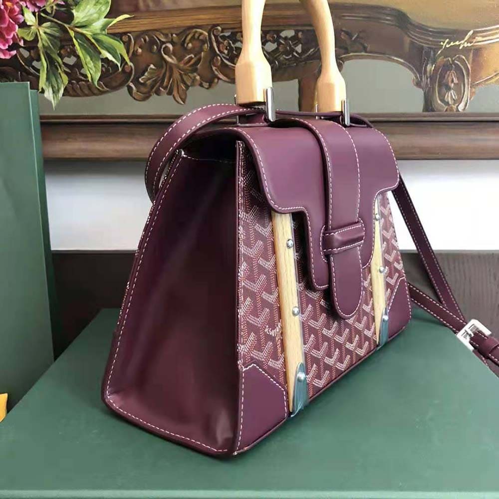 TÚI Goyard Women Sac Saïgon PM in Toile Goyardine & Clamecy Calfskin-Maroon