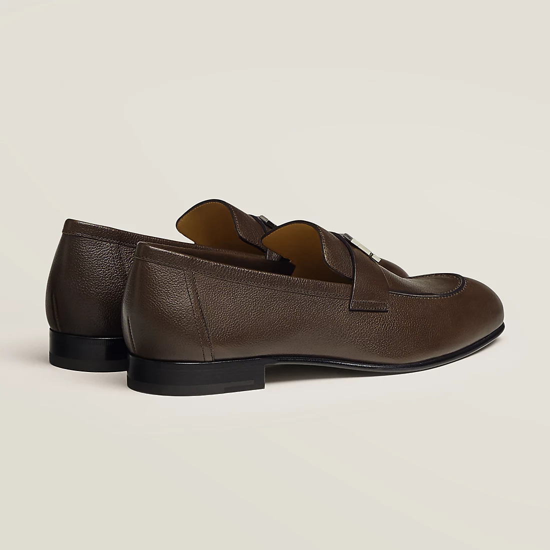 GIÀY HERMES PARIS LOAFER COWHIDE LEATHER BROWN SS2022