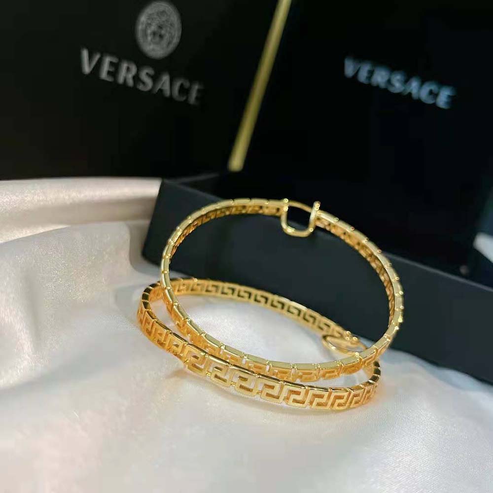 Bông tai Versace Women Large Greca Hoop Earrings-Gold