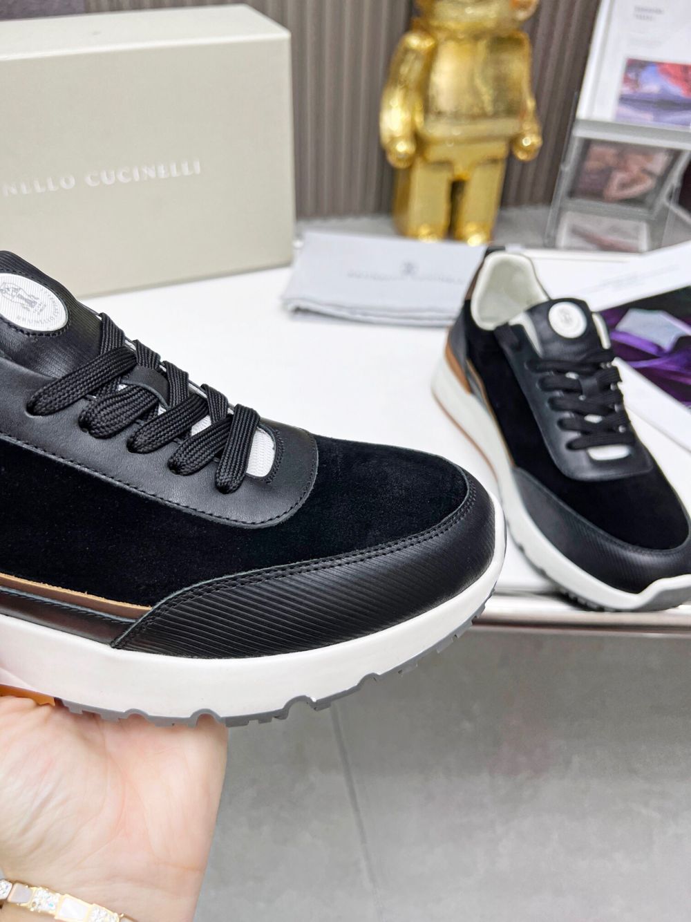 GIÀY BRUNELLO CUCINELLI Suede Black Sneaker shoes