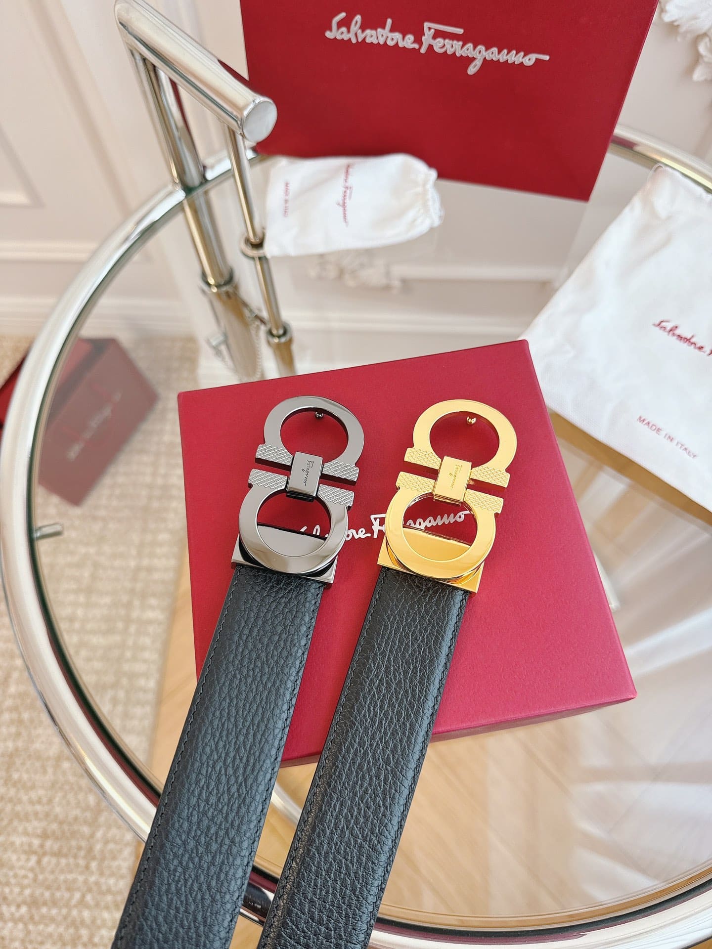 DÂY LƯNG Salvatore Ferragamo Adjustable Gancini Belt Khóa đen
