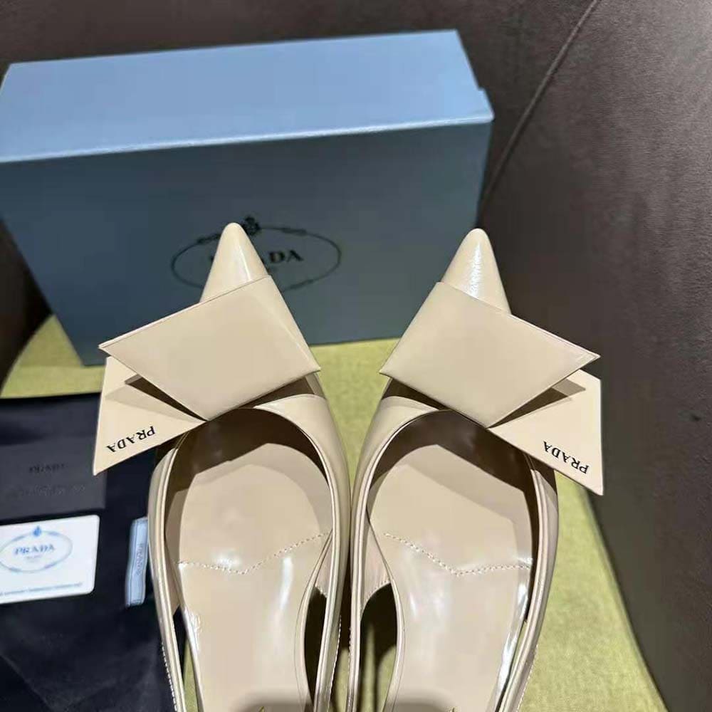 GIÀY Prada Women Brushed Leather Slingback Pumps-Pink