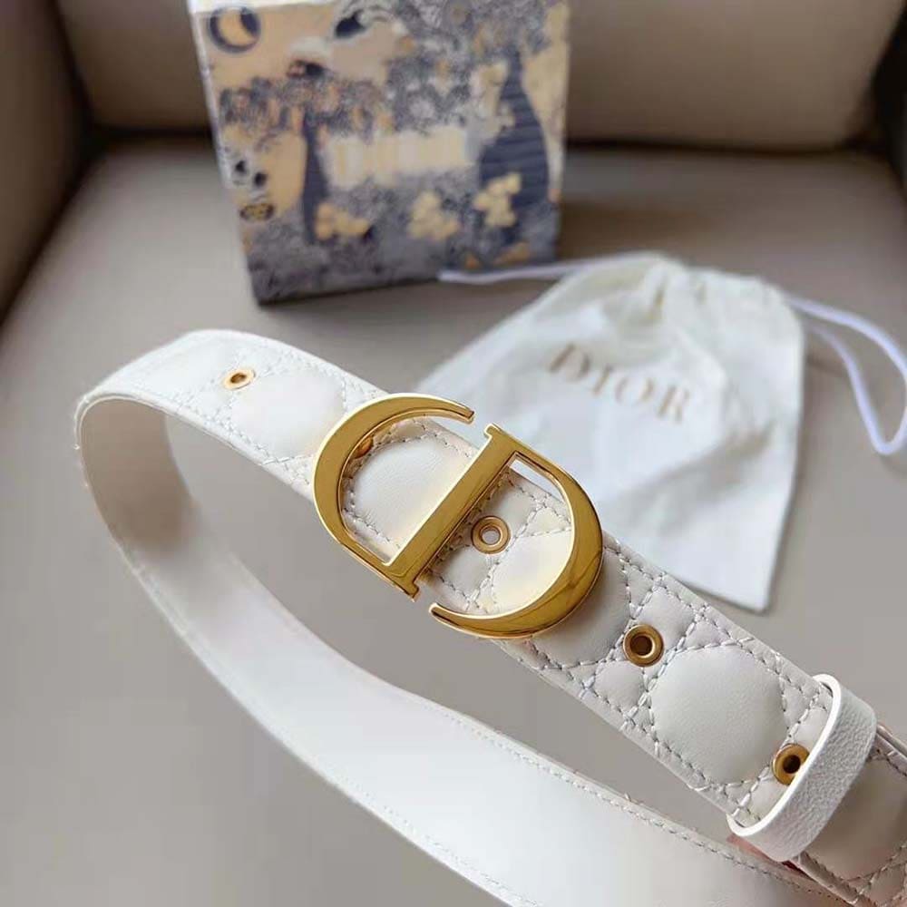 DÂY LƯNG Dior Women 30 Montaigne Belt Latte Cannage Calfskin 30 MM