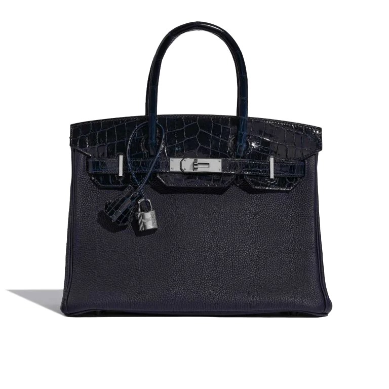 TÚI Hermès Birkin Touch 30 Togo Niloticus Crocodile Shiny Blue Nuit Blue Baltique