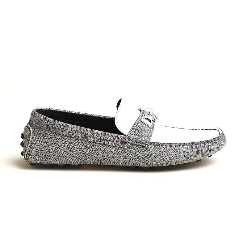 GIÀY HERMES Irving loafer Gris Blanc