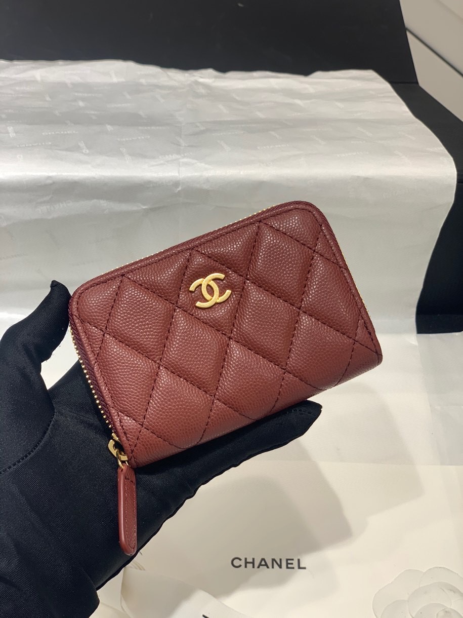 VÍ CHANEL Caviar Red đỏ da HAAS