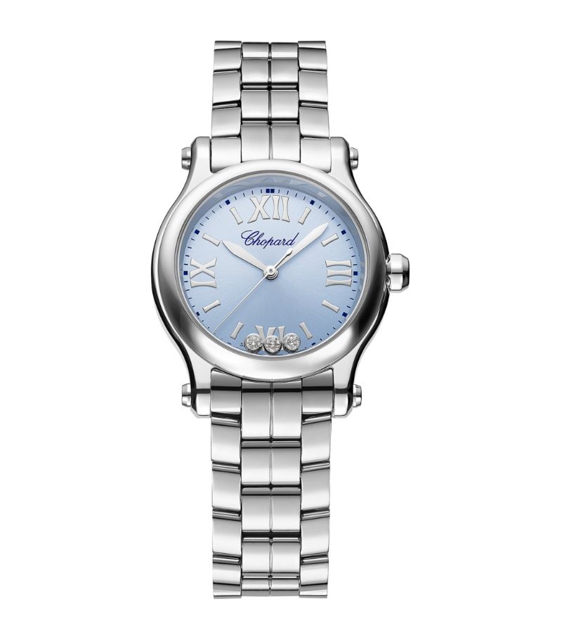 Đồng hồ CHOPARD  Stainless Steel and Diamond Happy Sport Watch 30mm mặt số màu xanh