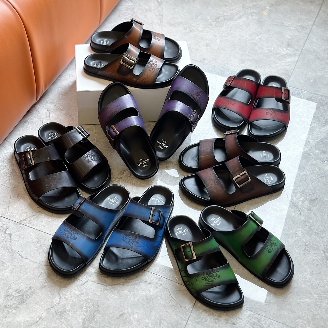 DÉP BERLUTI PATINA LEATHER SLIPPER