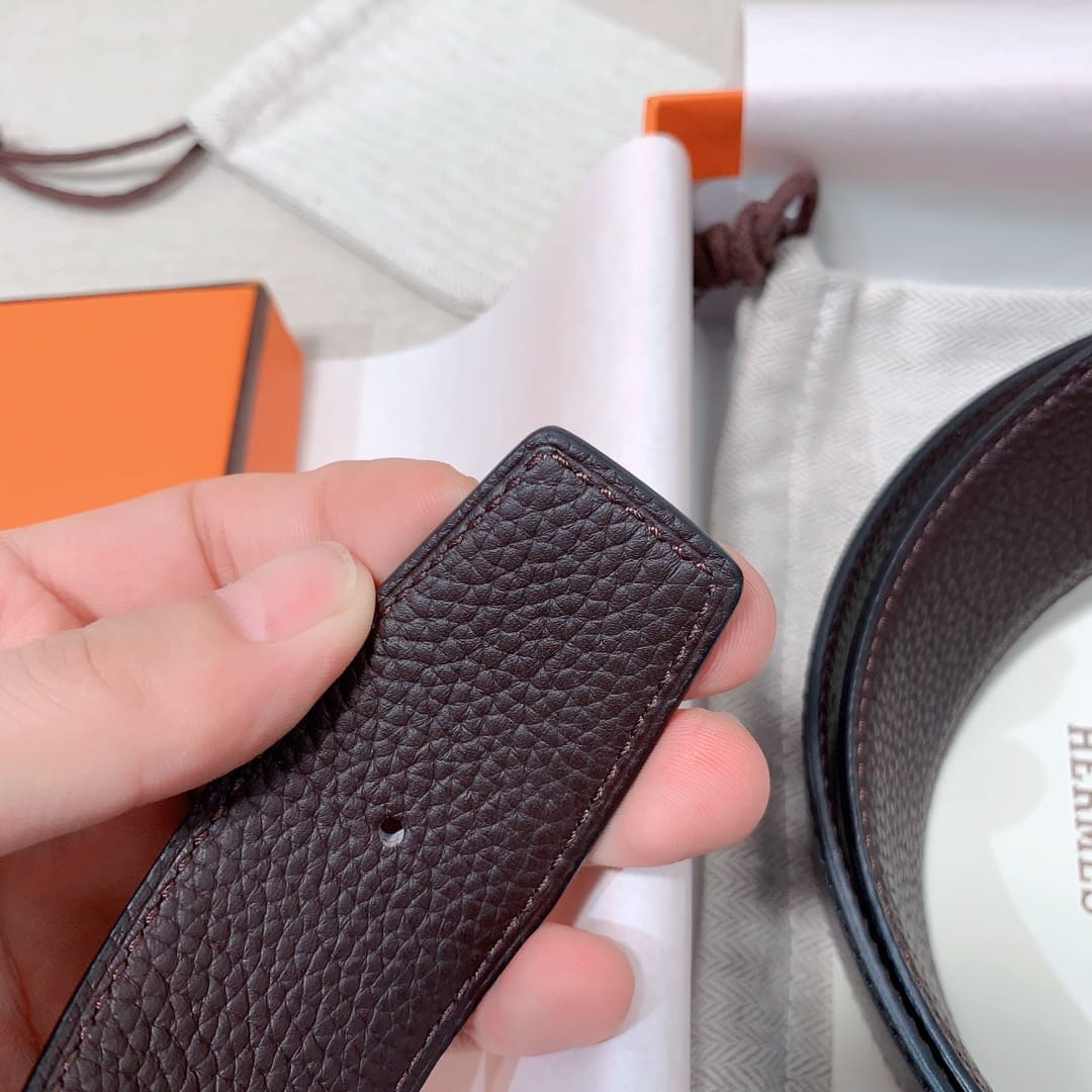DÂY LƯNG HERMES H Togo leather hai mặt khóa vàng