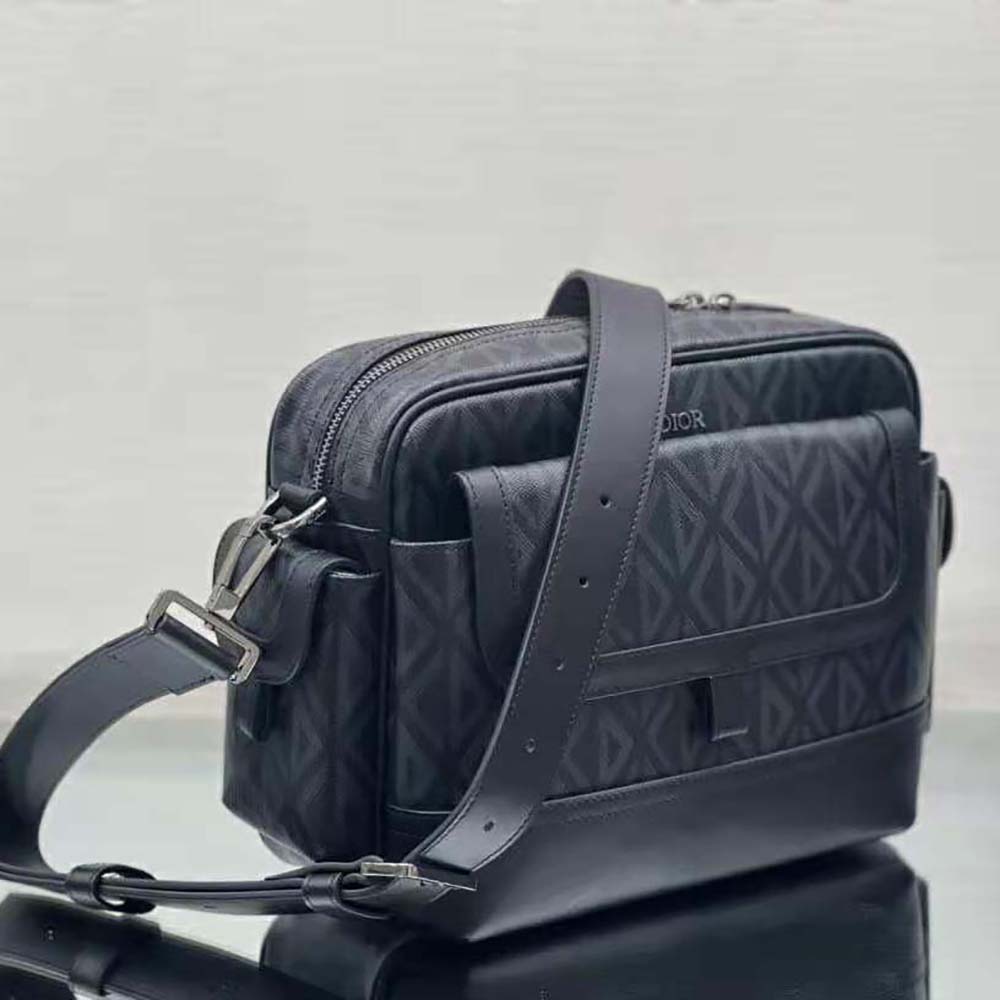 TÚI DIOR Messenger Pouch Dior Gray CD Diamond Canvas and Smooth Calfskin