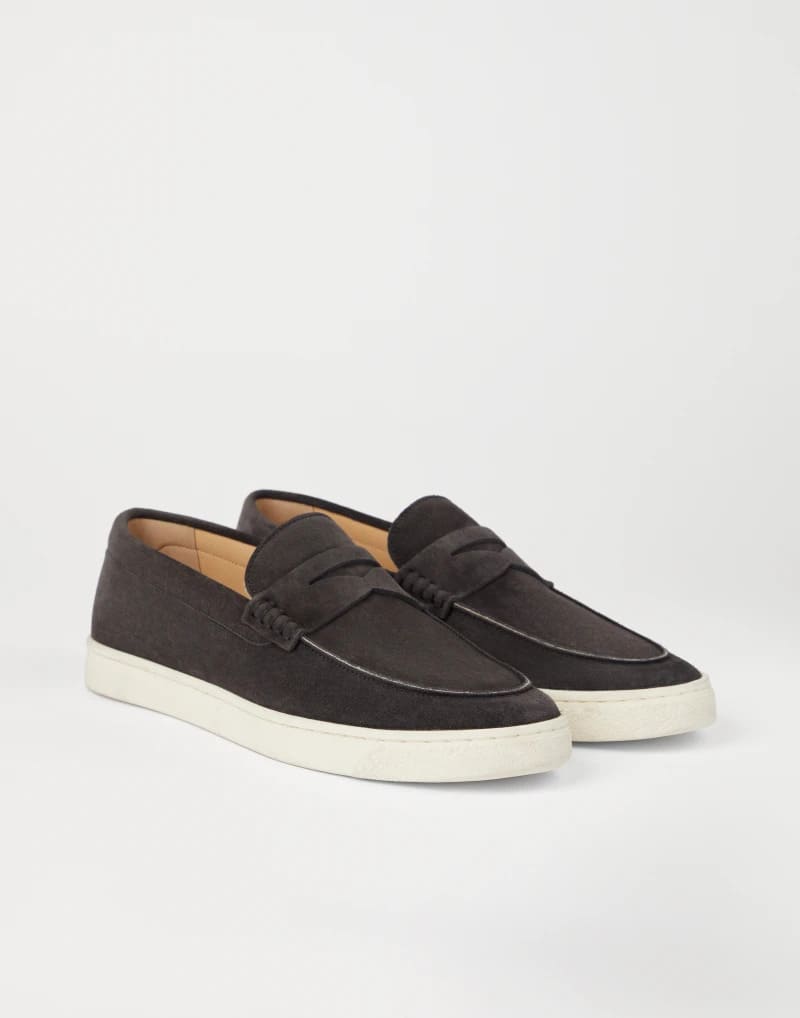 GIÀY BRUNELLO CUCINELLI LOAFERS SUEDE SHOES AAA GIÀY LƯỜI DA LỘN ĐẾ CAO SU