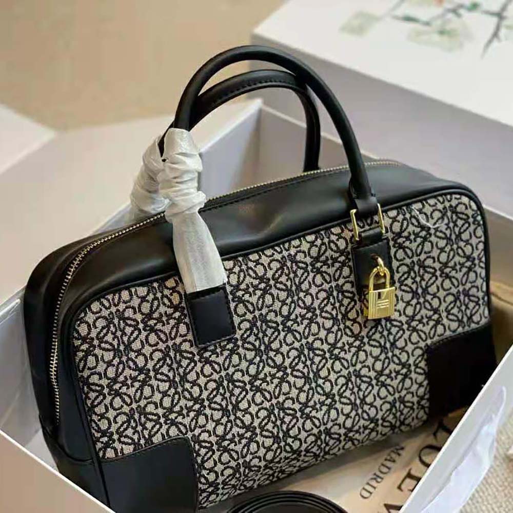 TÚI Loewe Women Amazona 23 in Anagram Jacquard and Calfskin-Black