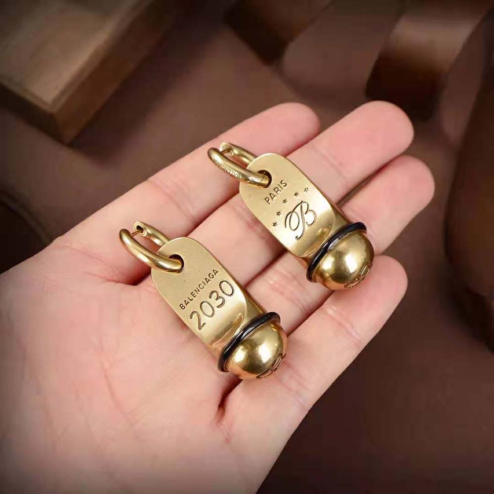 Bông tai Balenciaga Women Hotel Earrings in Gold Aluminium and Brass