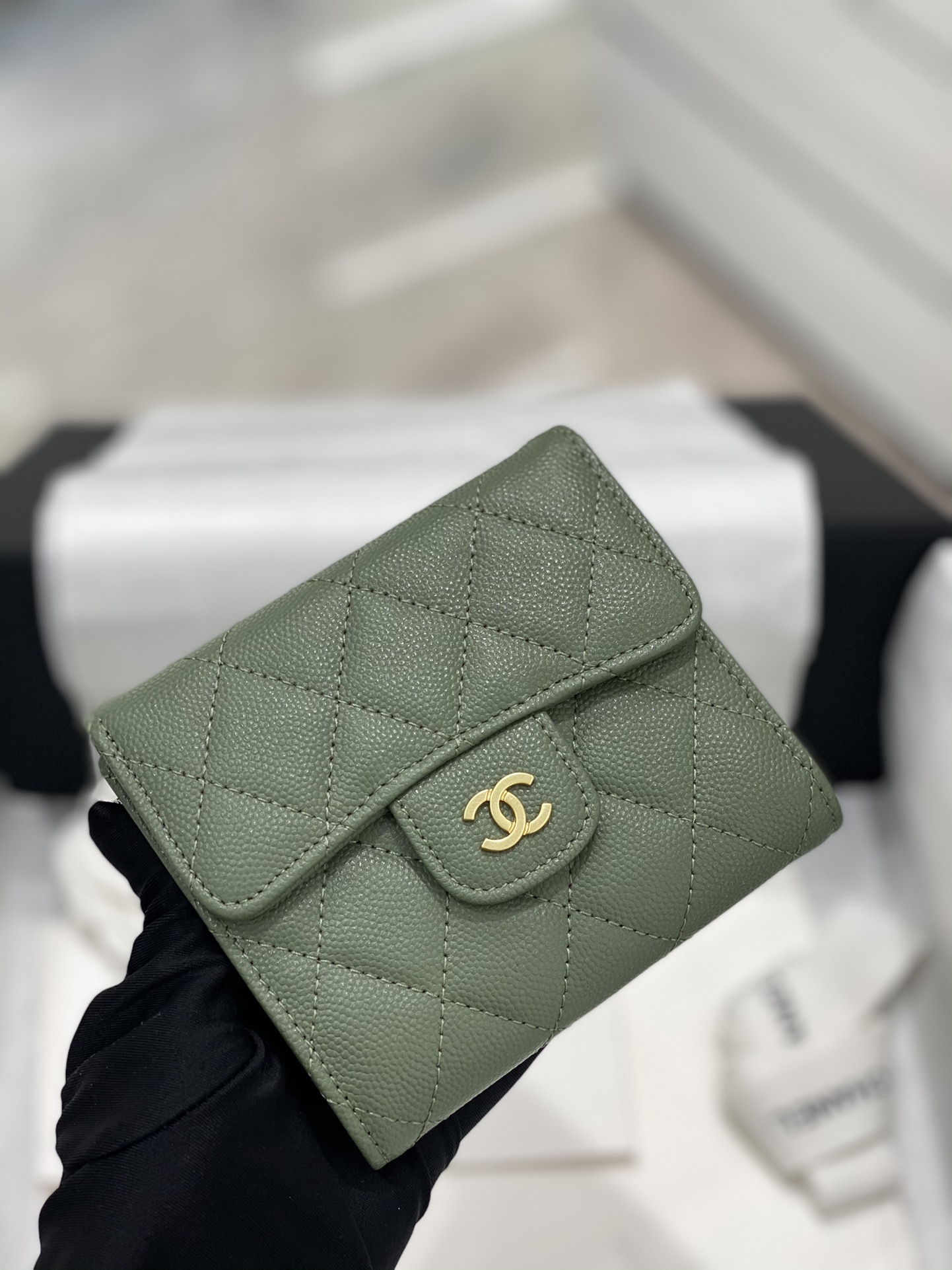 VÍ CHANEL CF CAVIAR GREEN DA HAAS