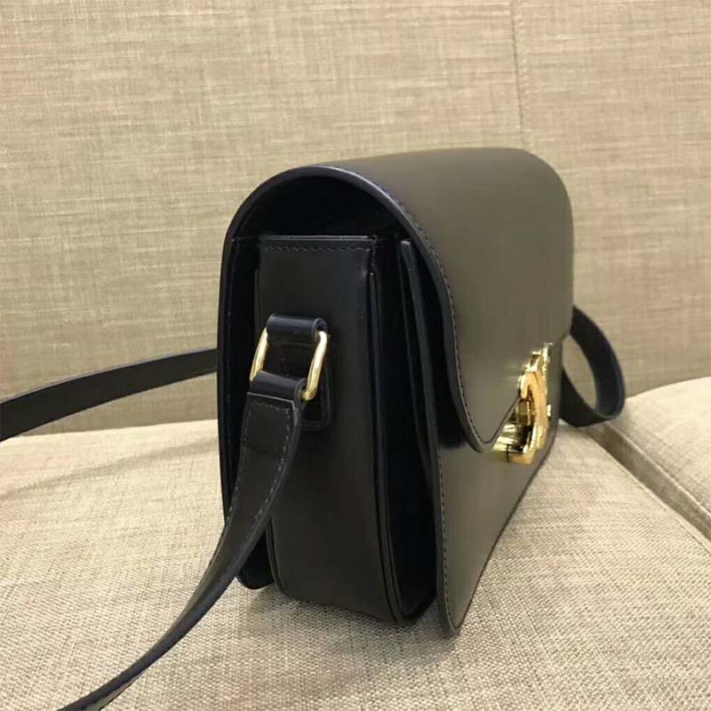 TÚI Celine Women Medium Triomphe Bag In Shiny Calfskin-Black