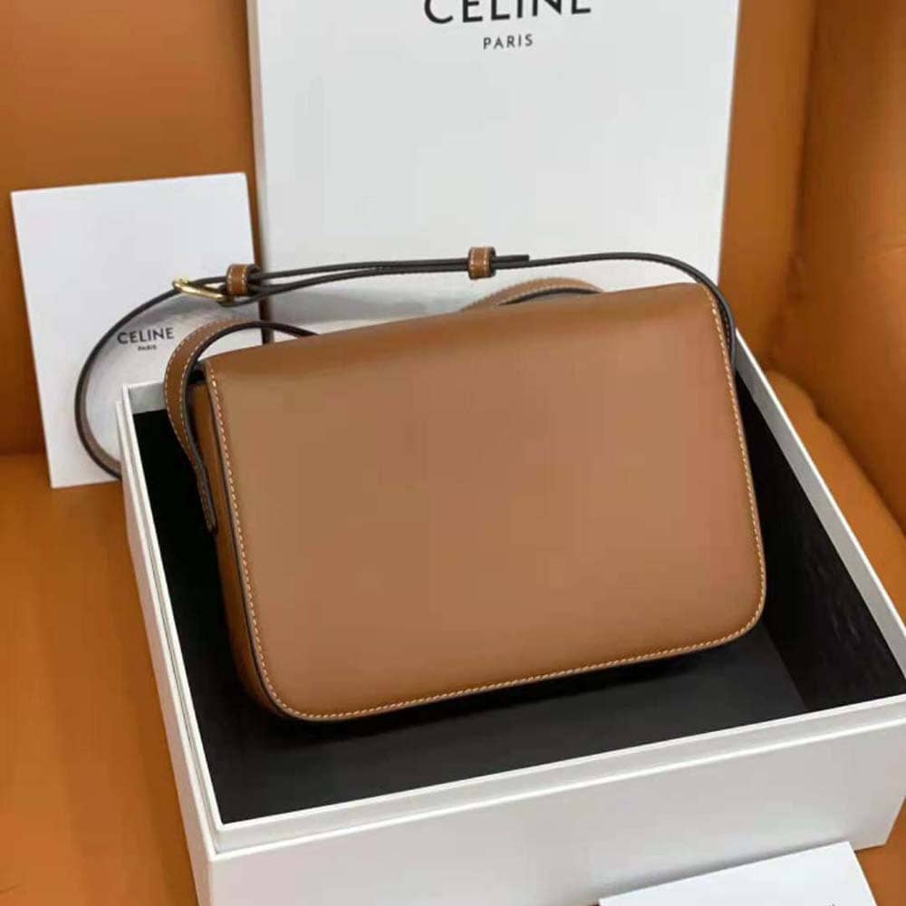 TÚI Celine Women Medium Bag Cuir Triomphe in Natural Calfskin-Brown