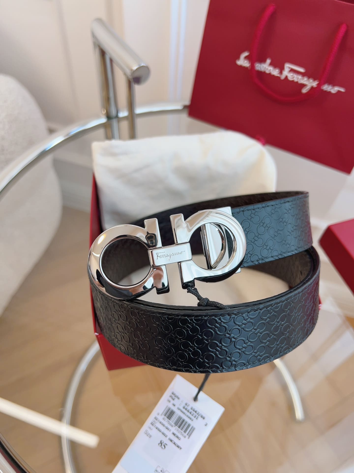 DÂY LƯNG Salvatore Ferragamo Adjustable Gancini Belt Khóa bạc