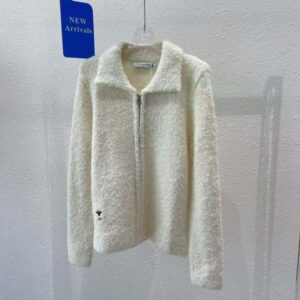 ÁO Dior Women Fleece Blouson Ecru Technical Wool and Cashmere Knit