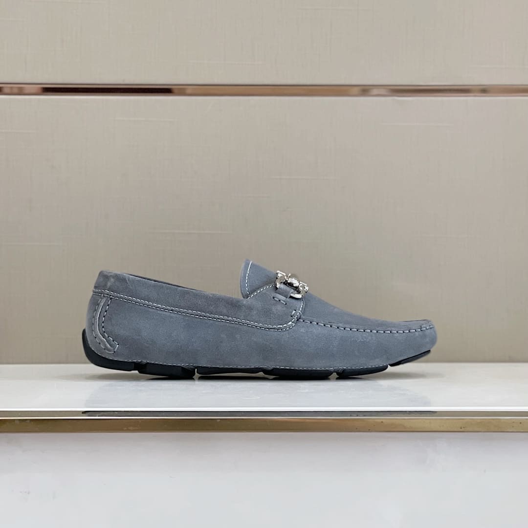 GIÀY SALVATORE FERRAGAMO DRIVING SUEDE GRAY TOP QUALITY SHOES AAA