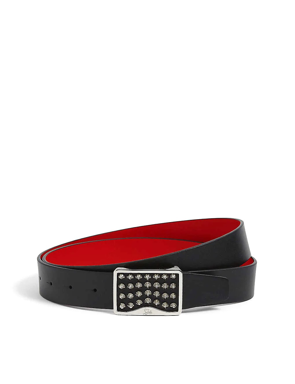 DÂY LƯNG CHRISTIAN LOUBOUTIN Louis stud embellished-buckle leather belt