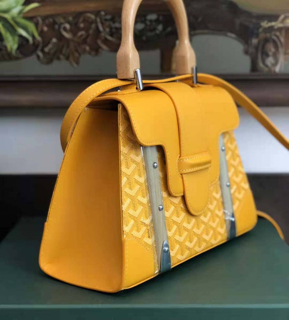 TÚI Goyard Women Sac Saïgon PM in Toile Goyardine & Clamecy Calfskin-Yellow