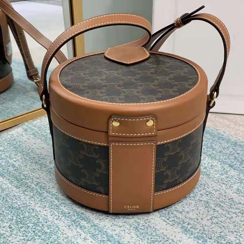 TÚI Celine Women Medium Tambour Bag in Triomphe Canvas