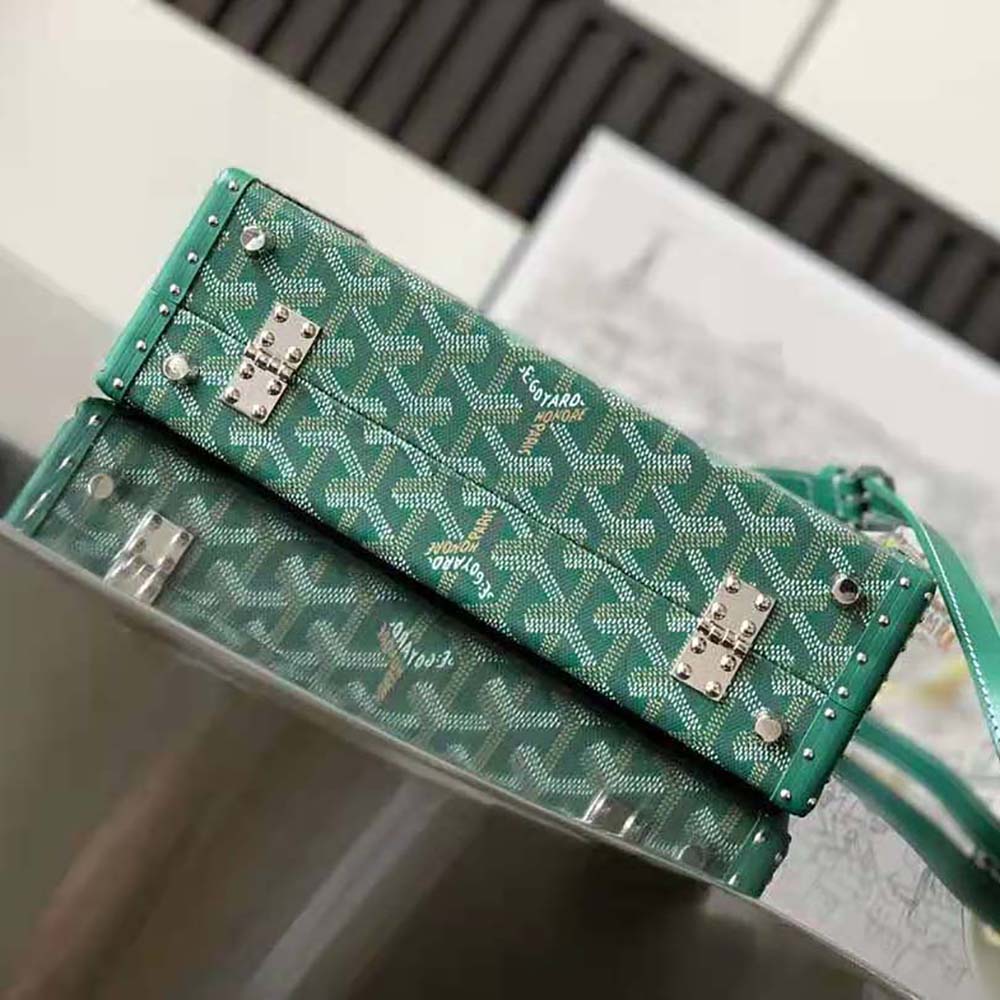 TÚI Goyard Women Sac Malle Grand Hôtel in Goyardine Canvas & Clamecy Calfskin-Green