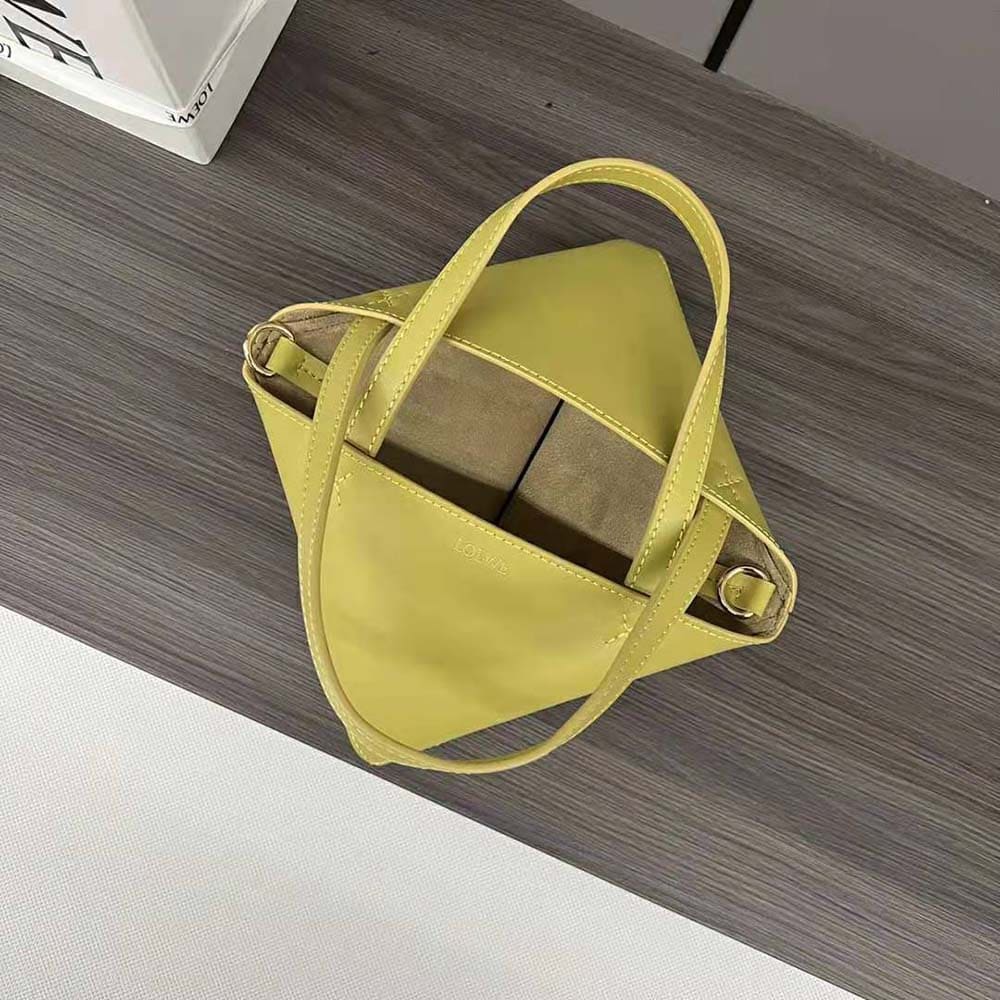 TÚI Loewe Unisex Mini Puzzle Fold Tote in Shiny Calfskin-Yellow
