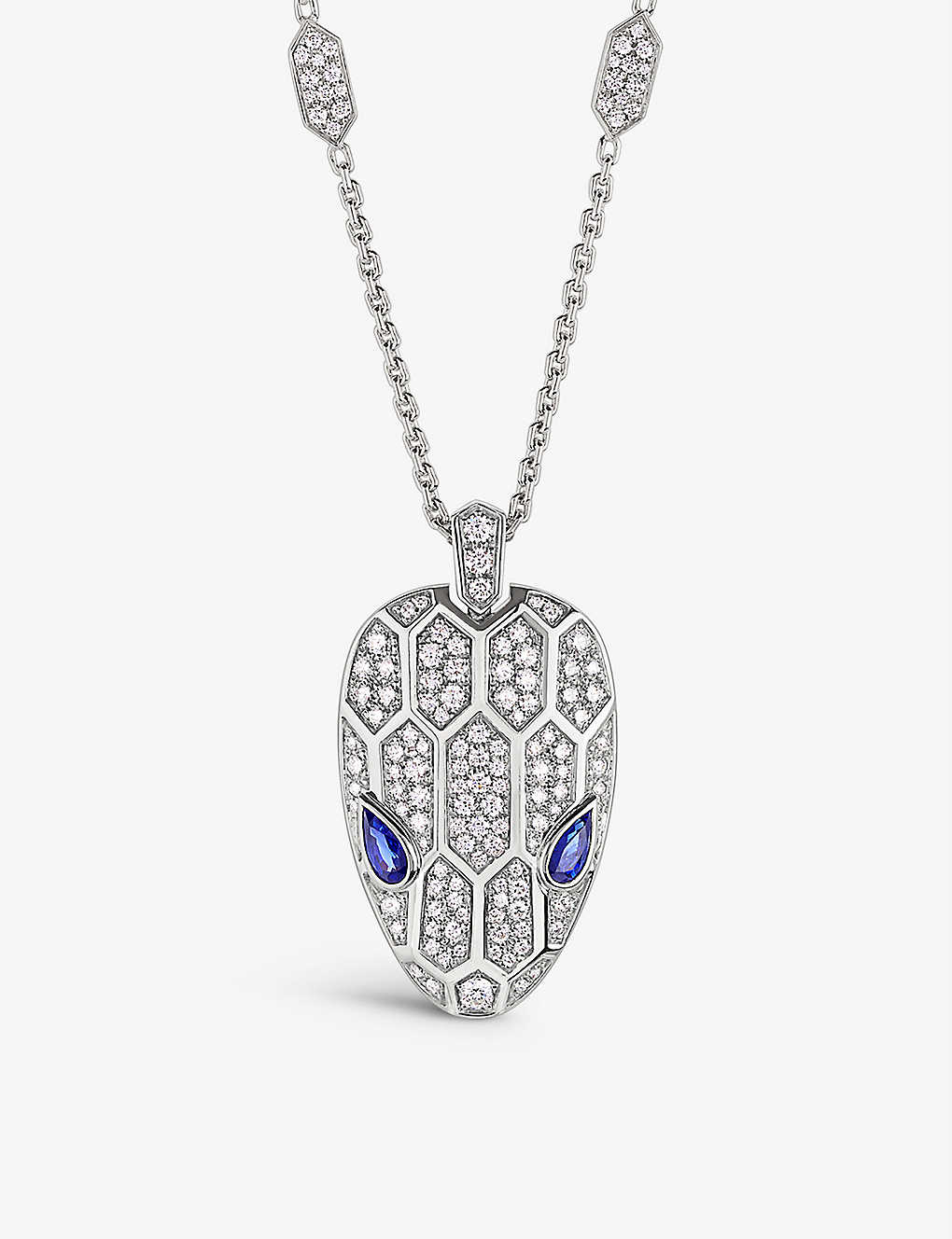 Vòng cổ BVLGARI Serpenti 18ct white gold, 2.07ct brilliant-cut diamond and sapphire necklace vàng trắng 18K