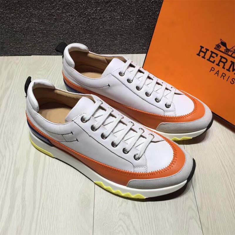 GIÀY Hermes Shoes Stadium Sneaker White Sole-Orange SS2022