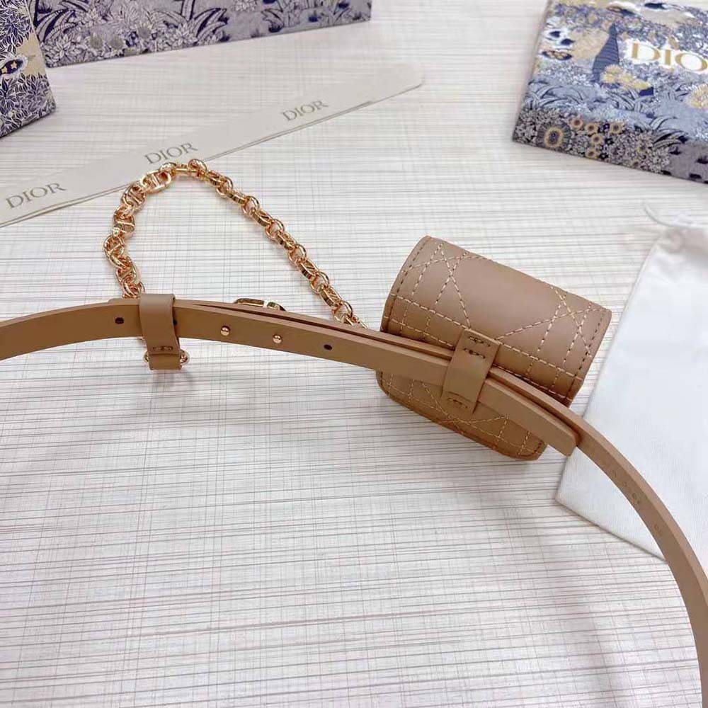 DÂY LƯNG Dior Women Caro Belt with Removable Pouch Black Smooth Calfskin and Cannage Calfskin 15 MM